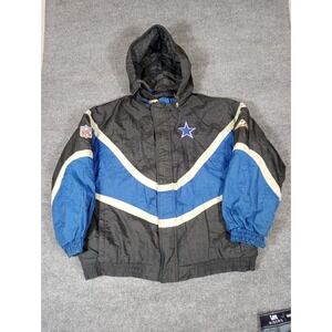 Vintage 90s NFL Dallas Cowboys Apex One Pro Line Jacket Mens XL Black Blue Coat